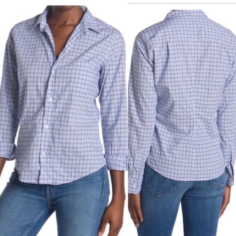 Frank & Eileen Barry Crinkle Check Plaid Button Down Shirt